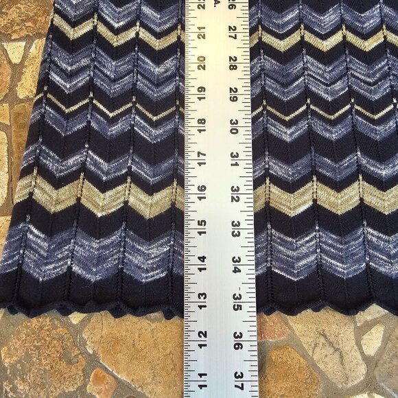 Cotton By Autumn Cashmere Zigzag Sleeveless Dress, Blue/Tan, Size Small - Picture 8 of 8